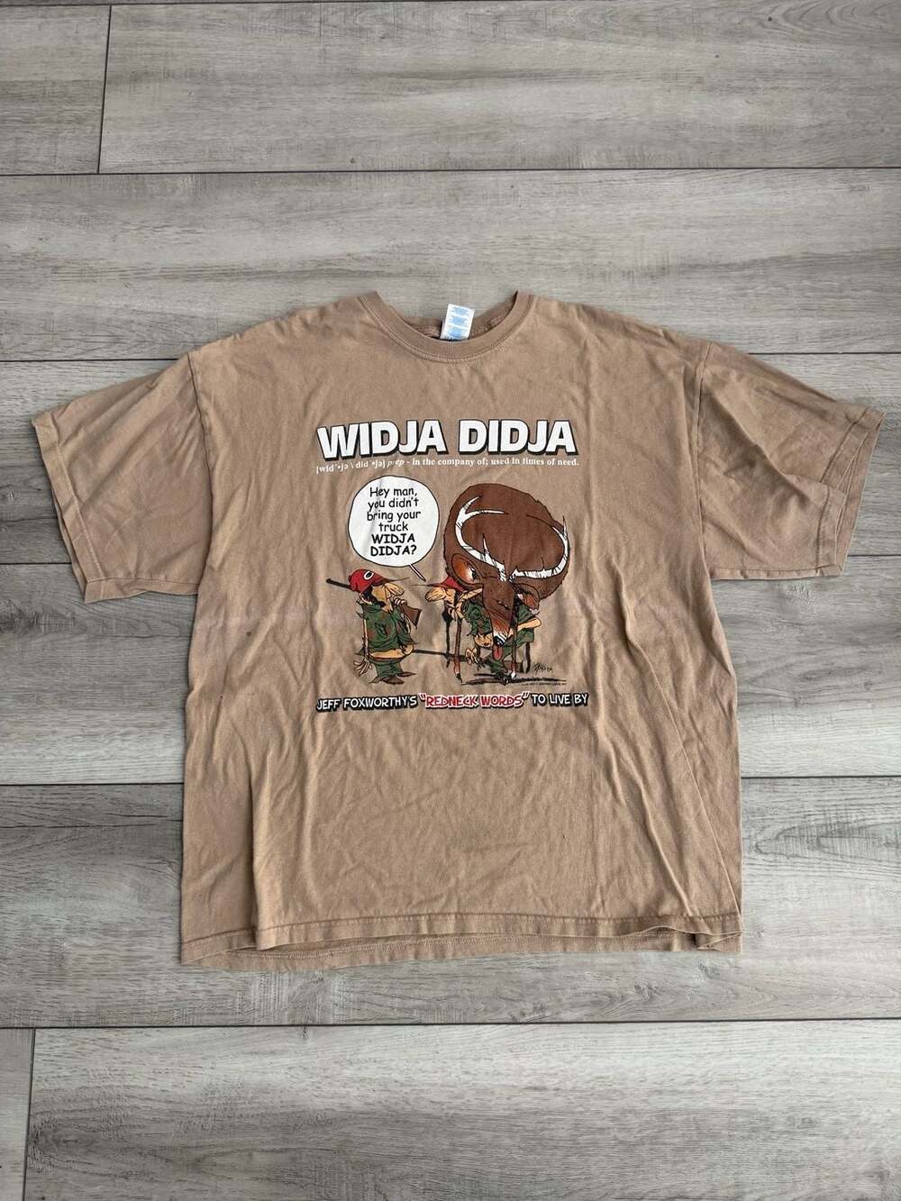 Y2K Vintage 2004 Jeff Foxworthy Redneck Words Widja Didja Hunting T-Shirt XL